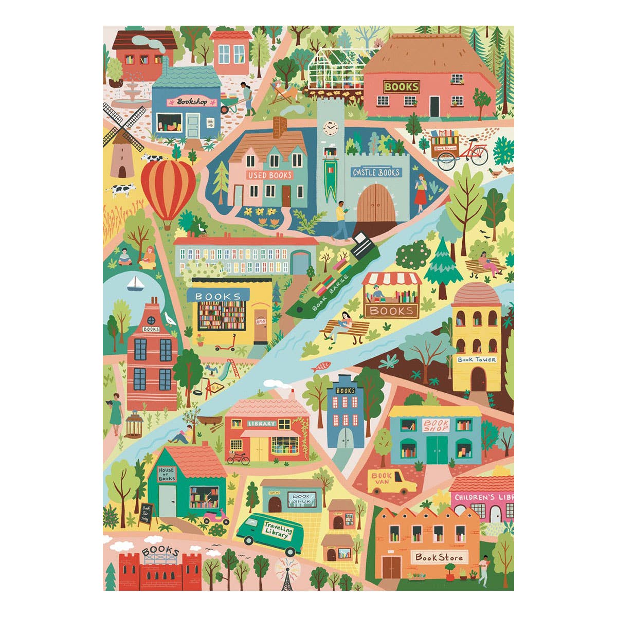 Book Lover's Town 1000 Piece Jigsaw Puzzle