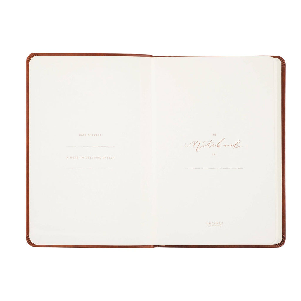 Opening pages with spaces for the owner's name, date started and a word to describe yourself