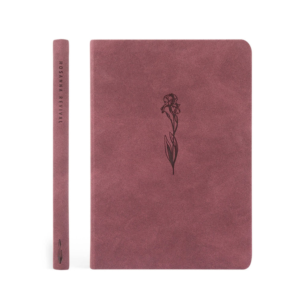 Spine beside the front cover of the berry iris notebook