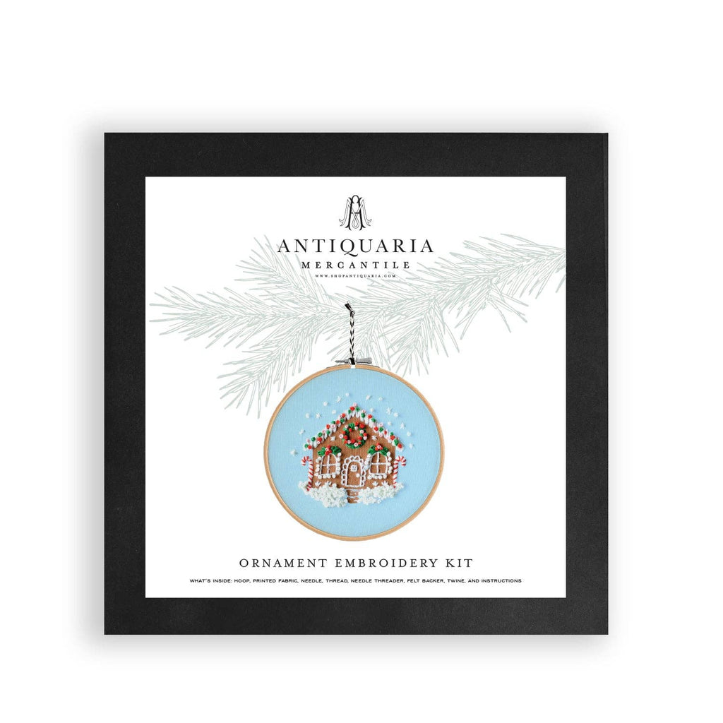 The gingerbread house ornament kit in its black box