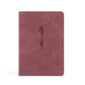 Berry faux-suede notebook with a single debossed iris