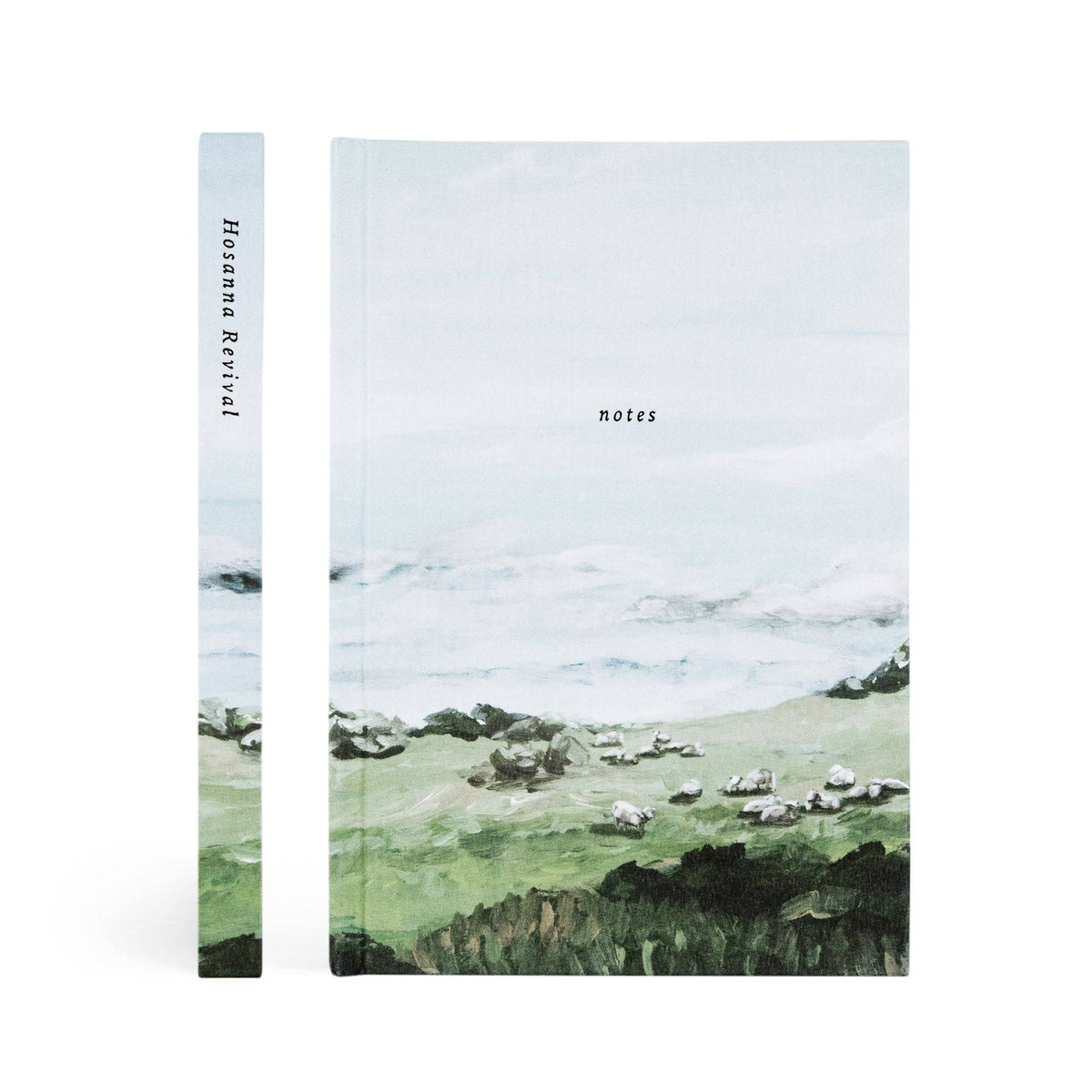 Spine beside the front cover of the green hills notebook