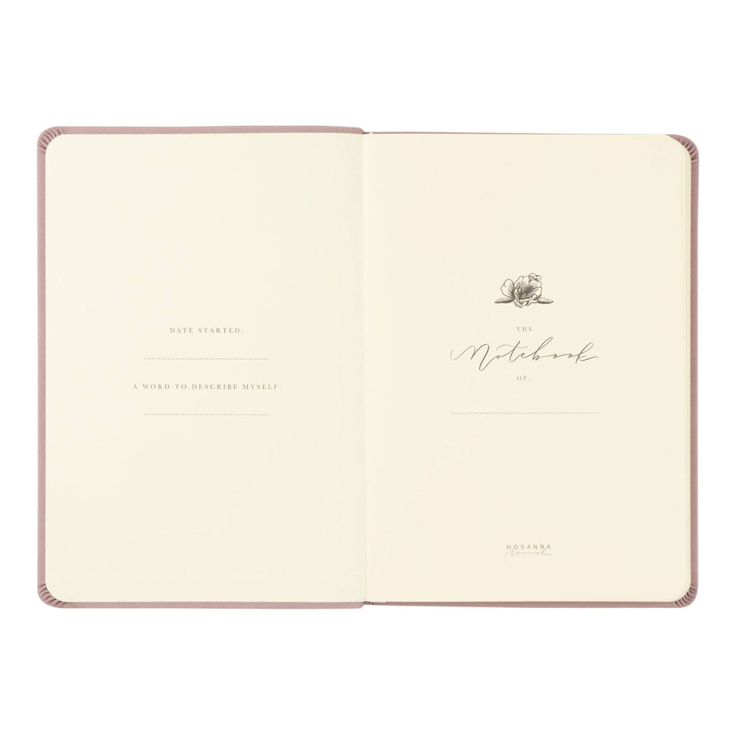 Opening pages with spaces for the owner's name, date started and a word to describe yourself