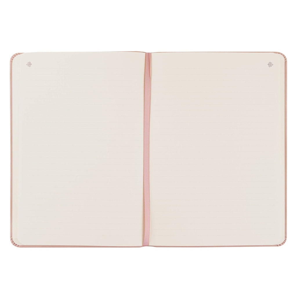 Lined pages with a pink ribbon bookmark
