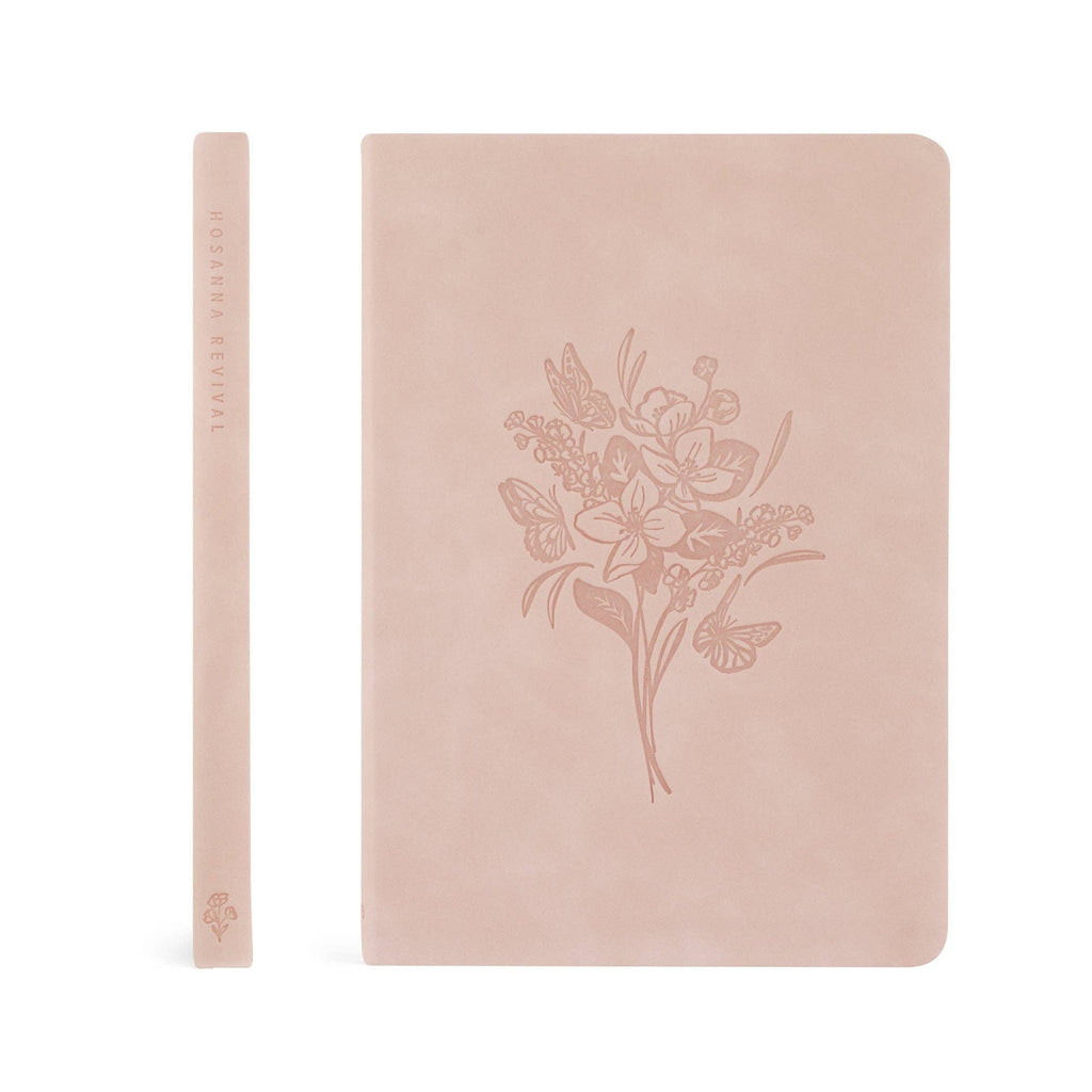Spine beside the front cover of the blush floral notebook