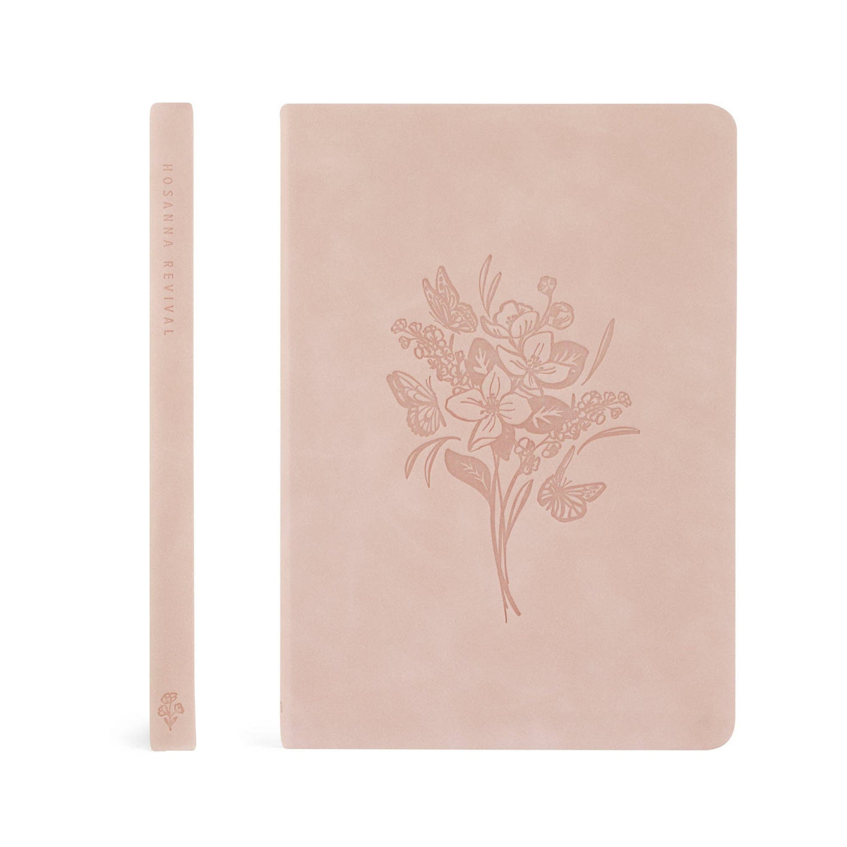 Spine beside the front cover of the blush floral notebook