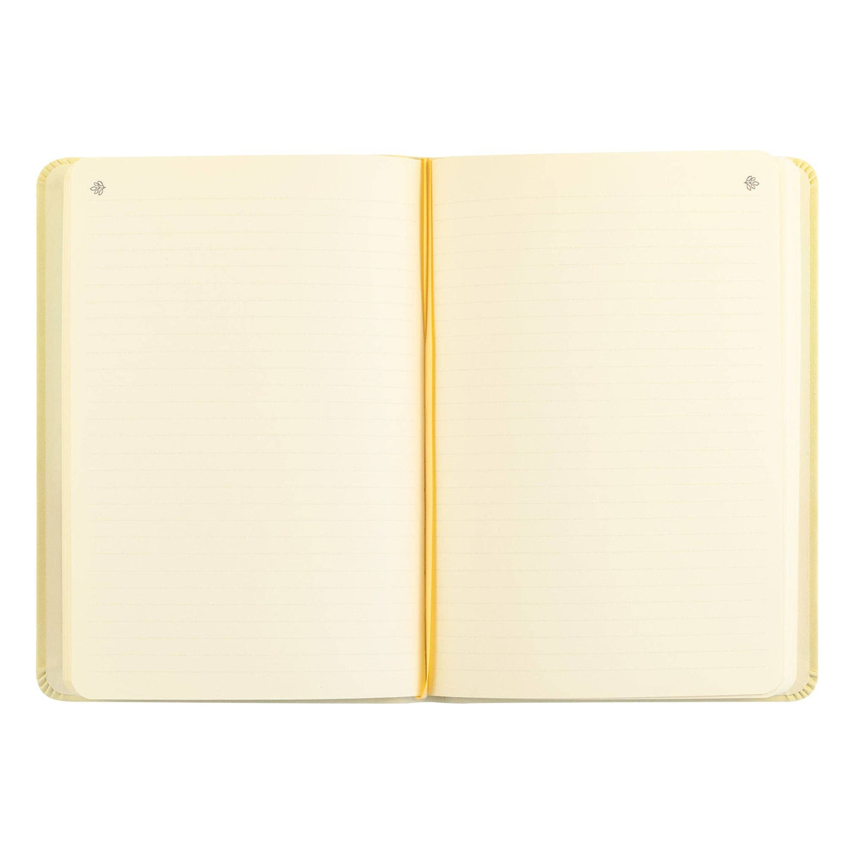 Lined pages with a yellow ribbon bookmark