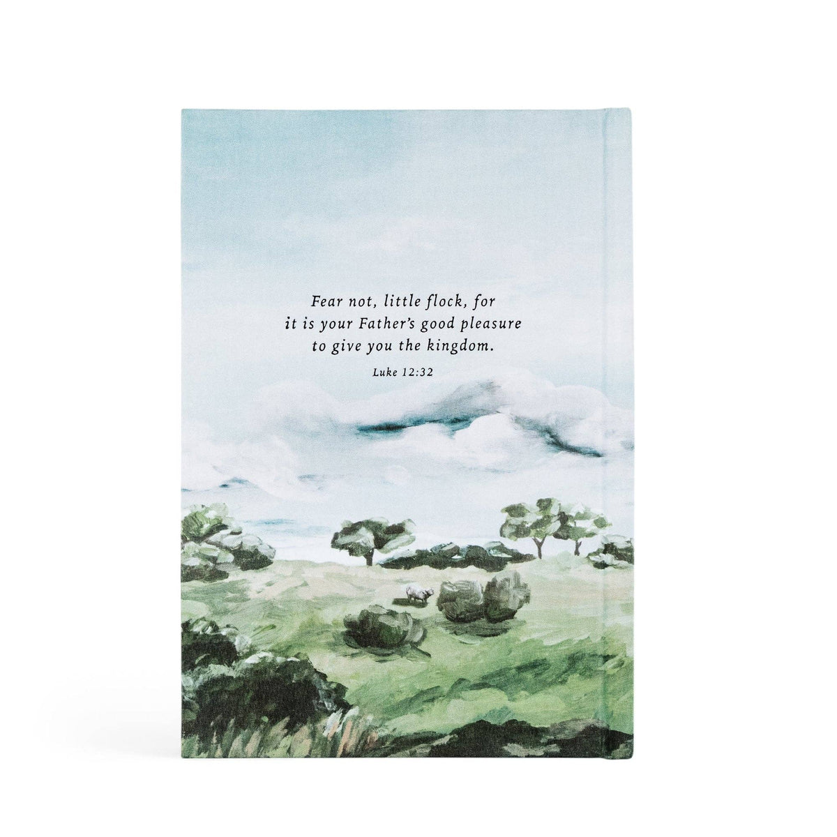 Back cover with Luke 12:32, "Fear not, little flock", over the painted hills
