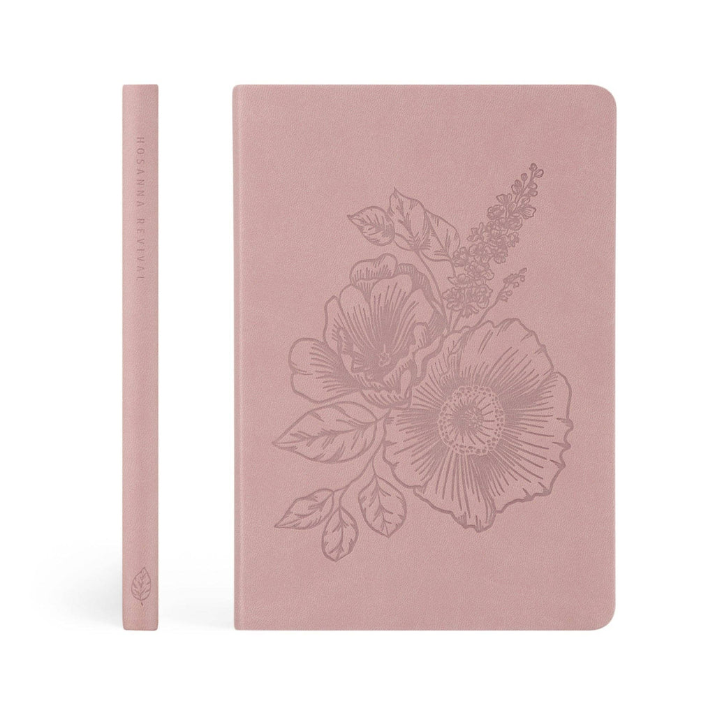 Spine beside the front cover of the mauve floral notebook