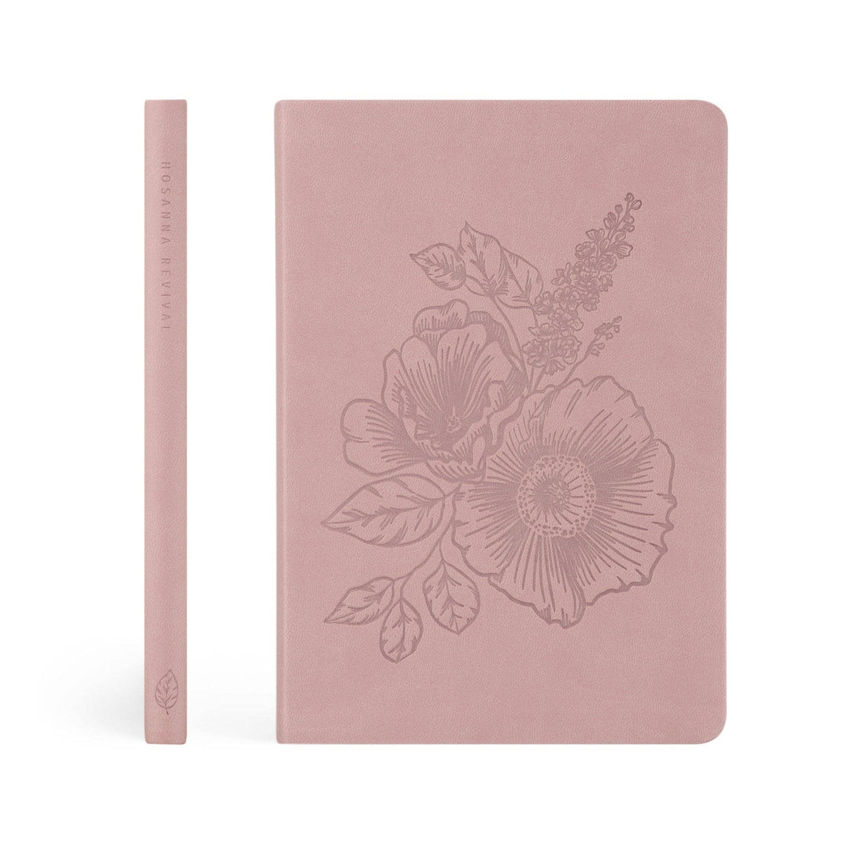 Spine beside the front cover of the mauve floral notebook