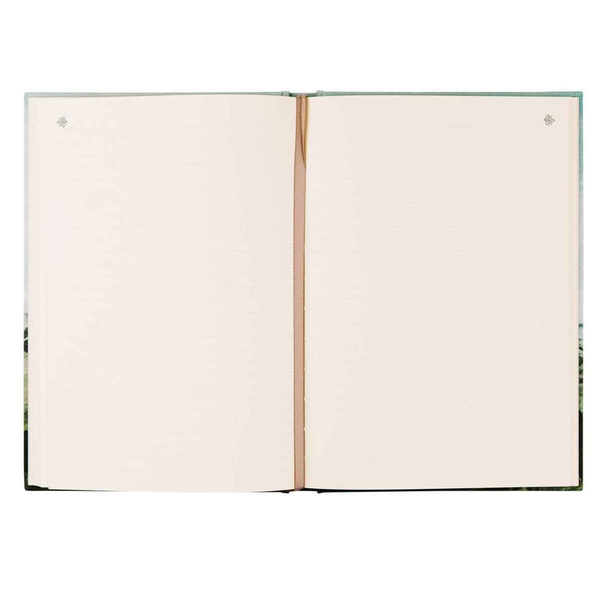Lined pages with a ribbon bookmark
