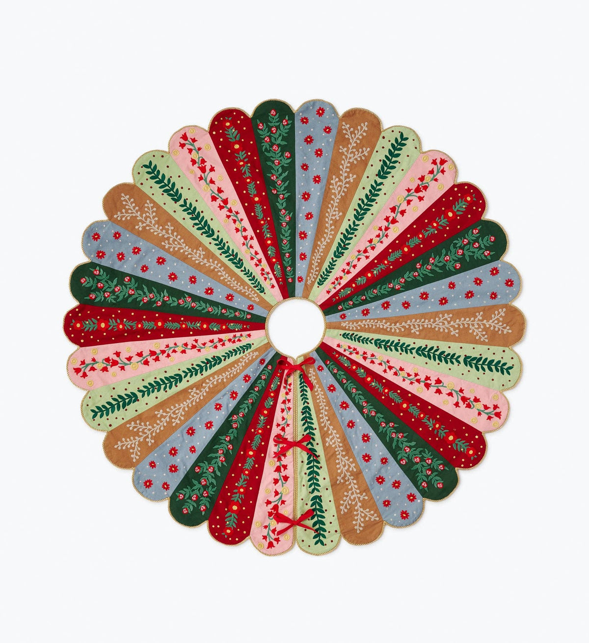 Holly Jolly Embroidered Tree Skirt