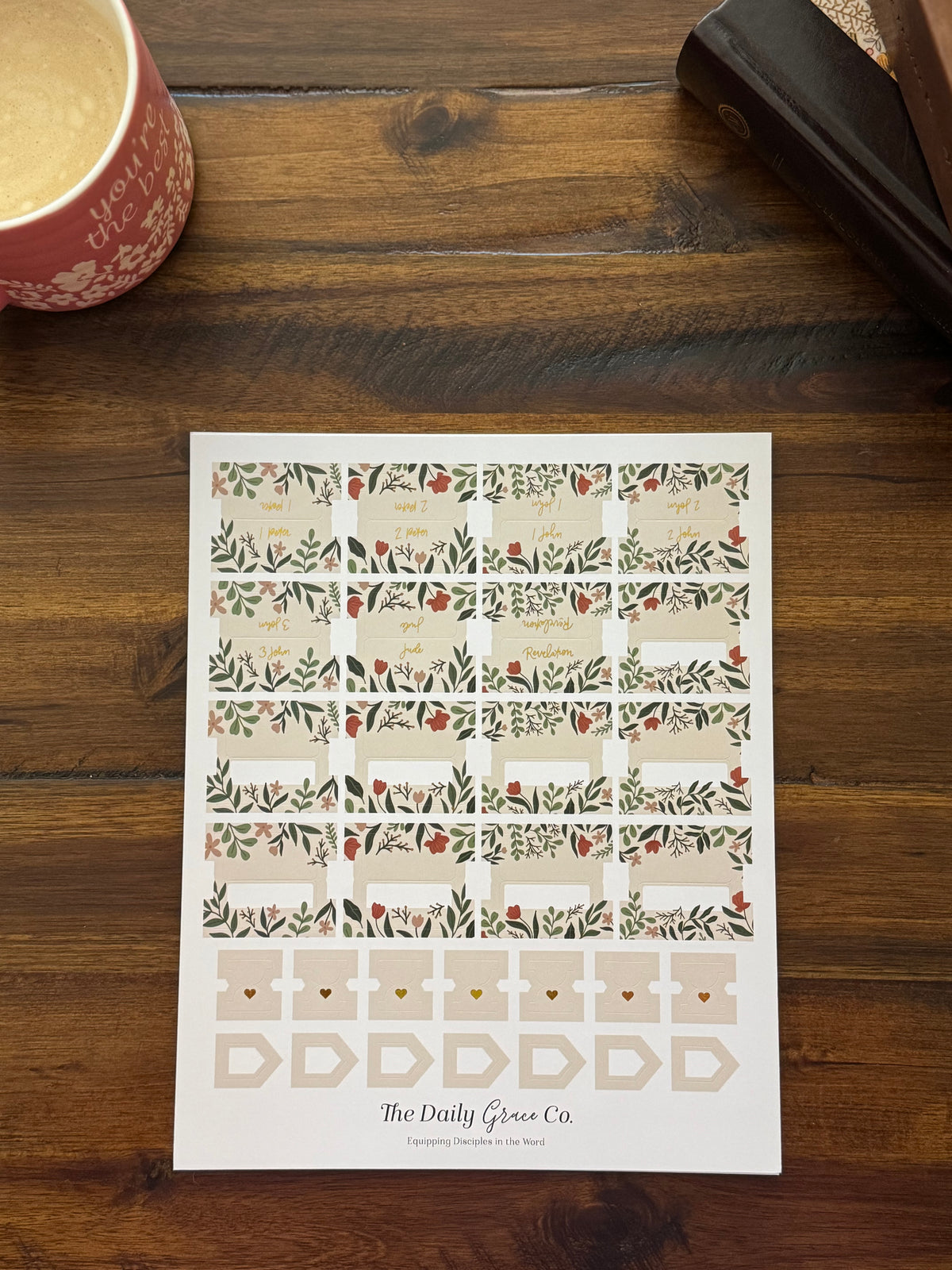 Second sheet of the botanical Bible tabs with blank tabs and arrow markers
