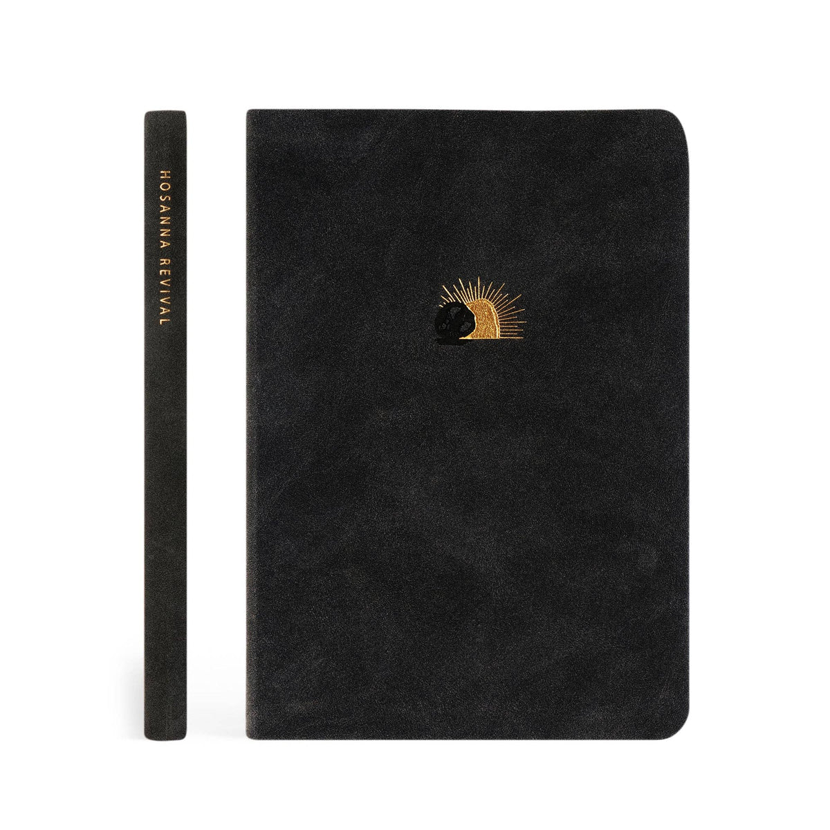 Spine beside the front cover of the black notebook