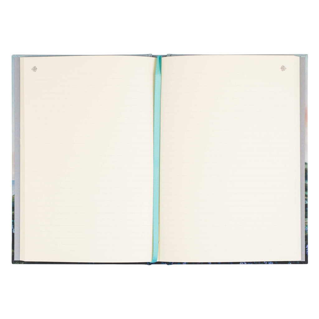 Lined pages with a mint ribbon bookmark