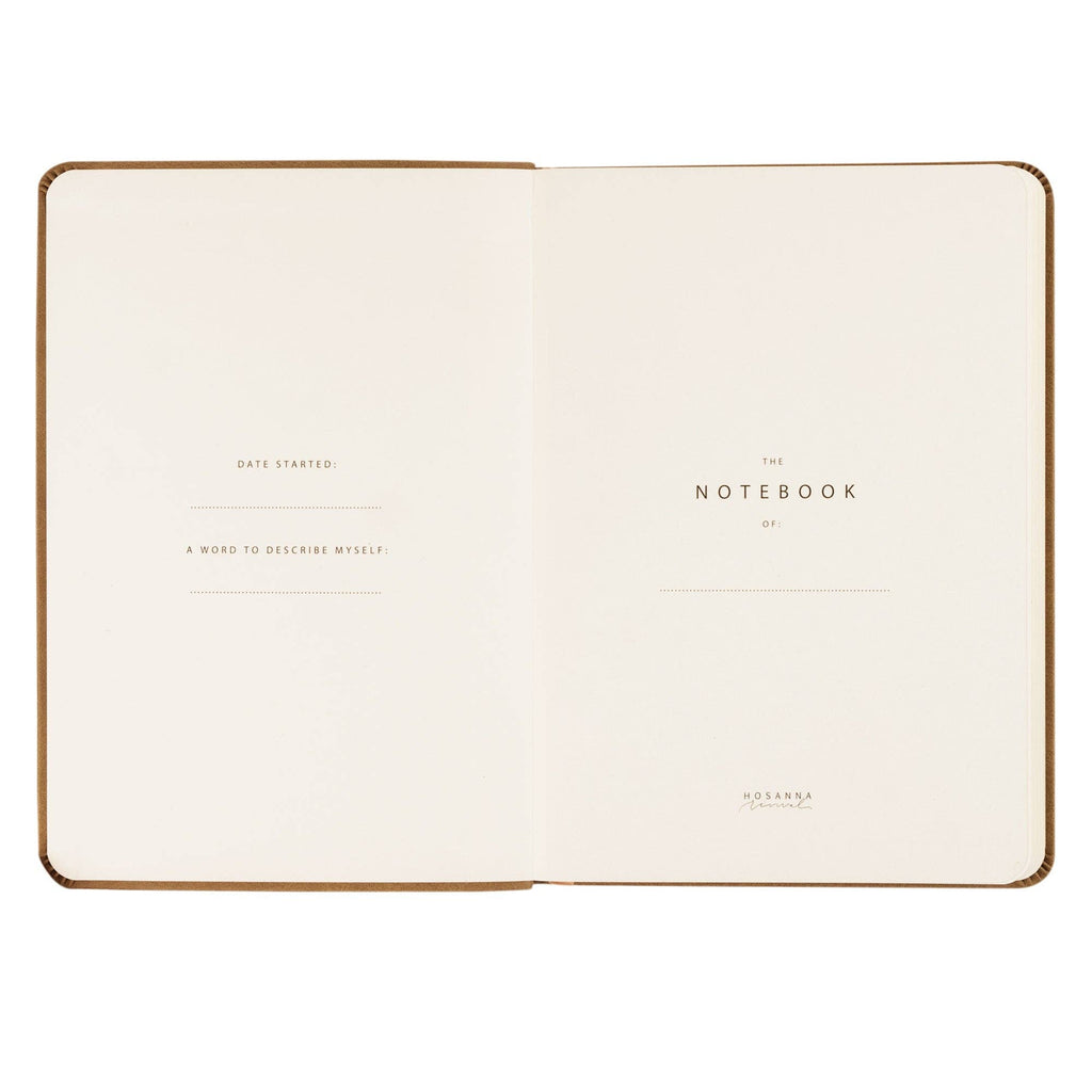 Opening pages with spaces for the owner's name, date started and a word to describe yourself