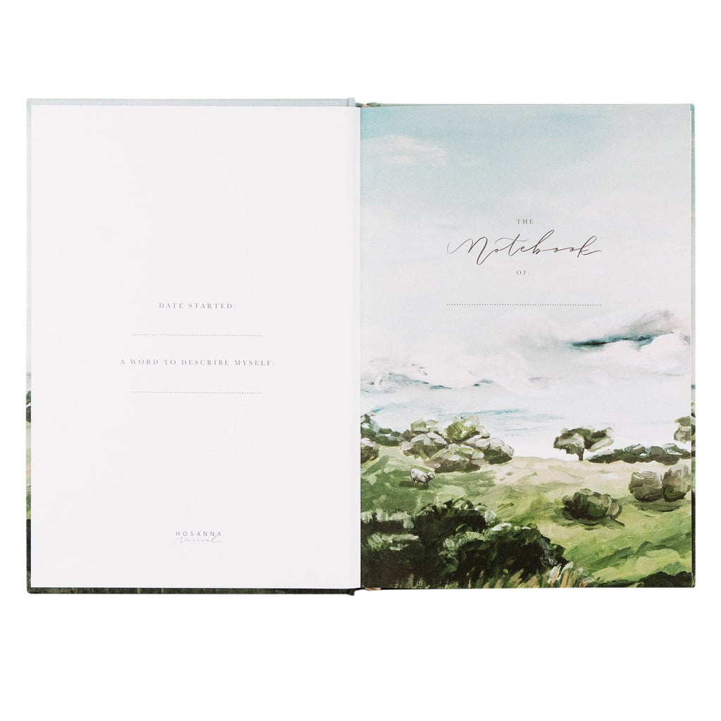 Opening pages printed with the hills, with spaces for the owner's name and date started