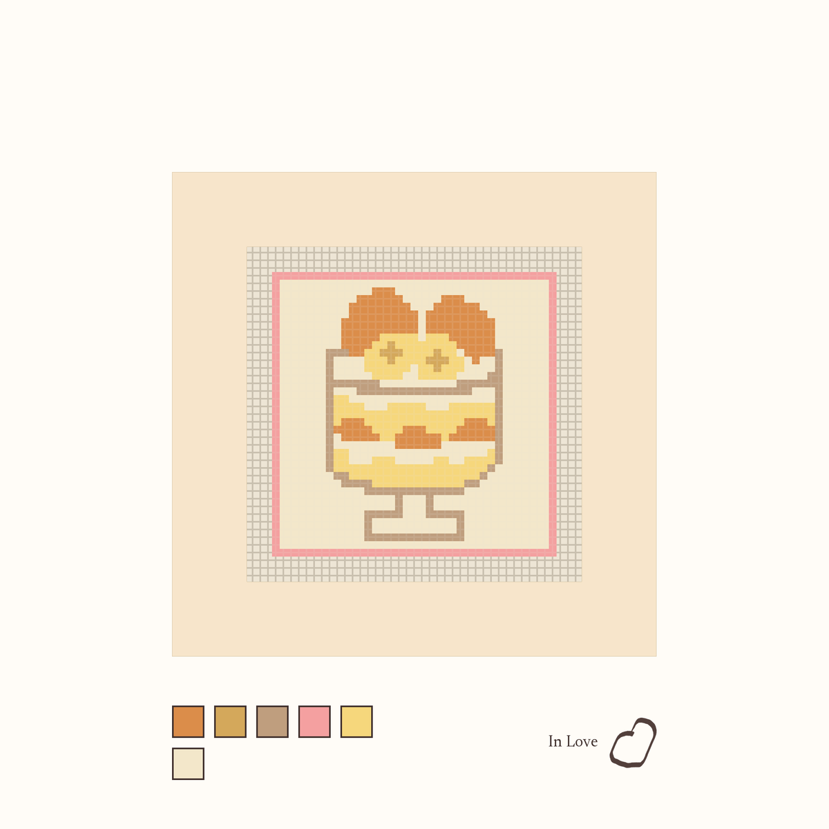 Banana Pudding design as painted: a glass stand filled with banana pudding