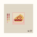 Cherry Pie hand-painted needlepoint canvas: a slice of cherry pie on a pink plate