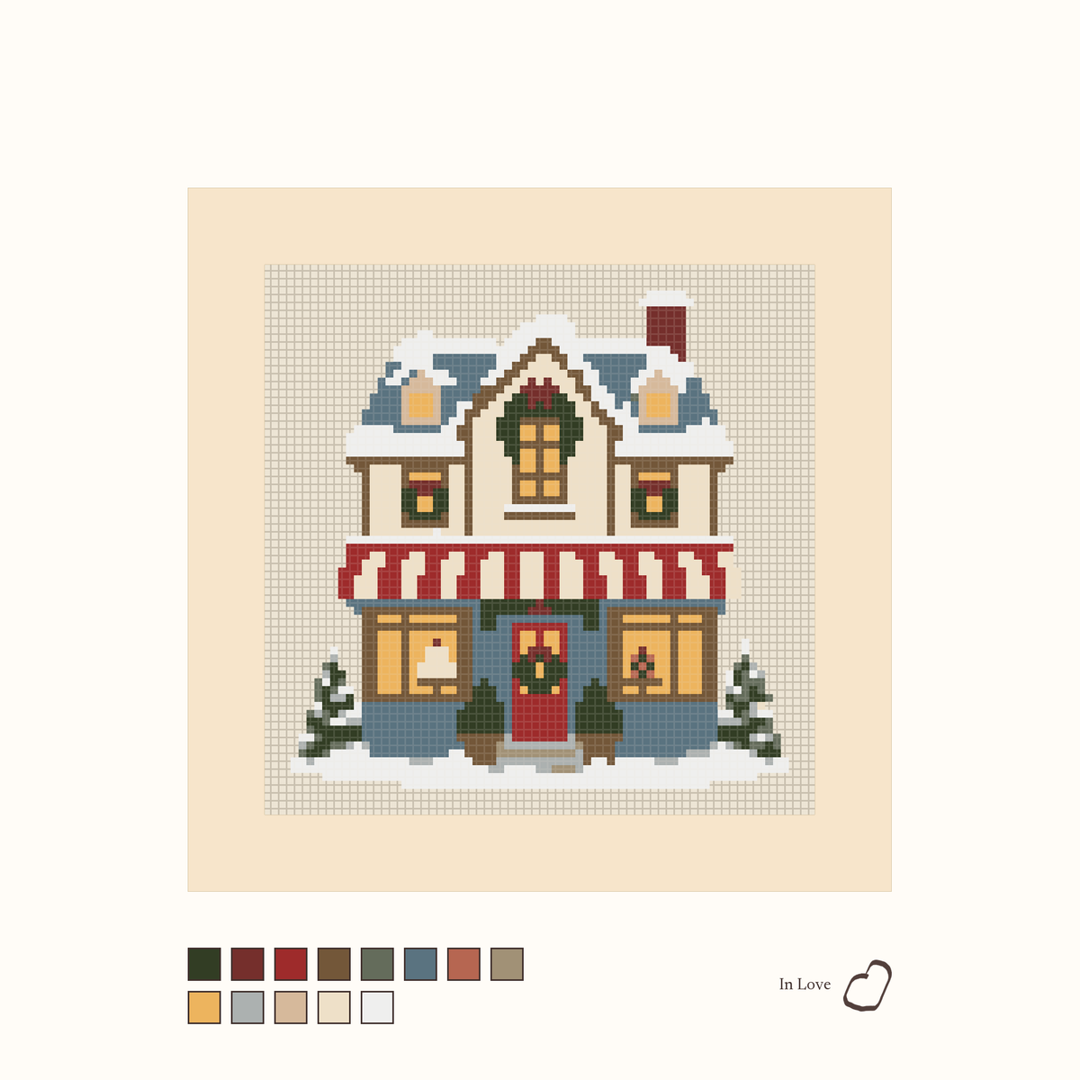 Christmas Bakery design as painted: a snowy bakery at Christmastime