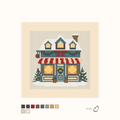 Christmas Cafe design as painted: a snowy cafe at Christmastime