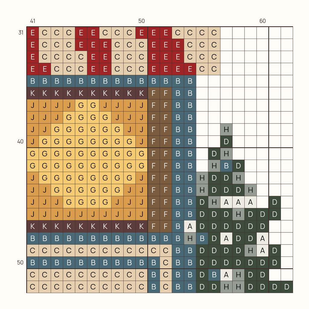Christmas Cafe stitch chart, one square per stitch