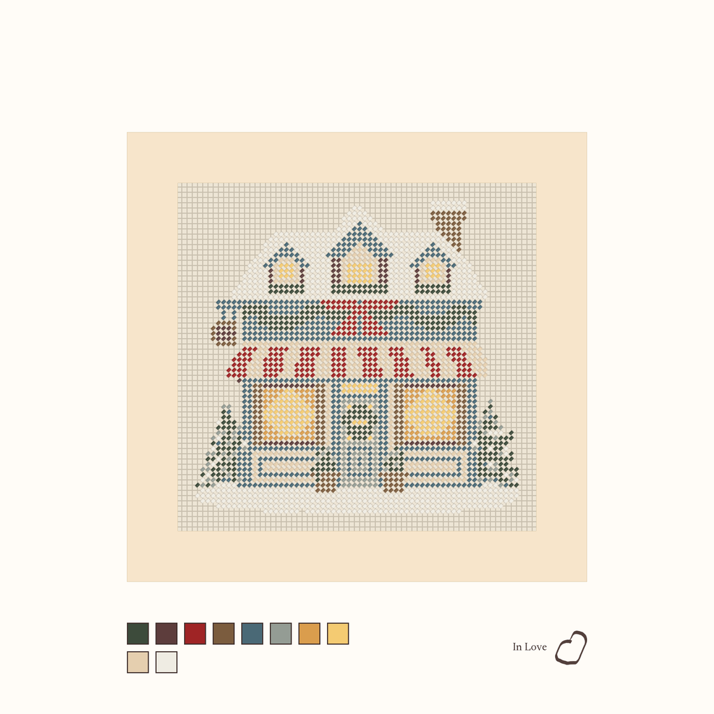 Christmas Cafe shown stitched