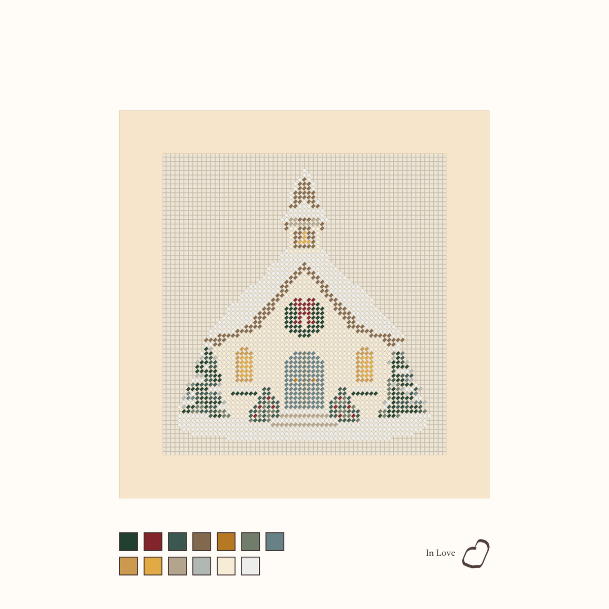 Christmas Church shown stitched