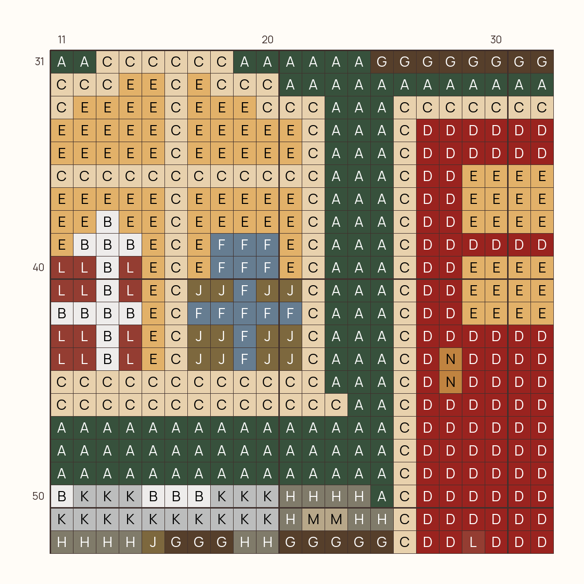 Christmas Toy Shop stitch chart, one square per stitch