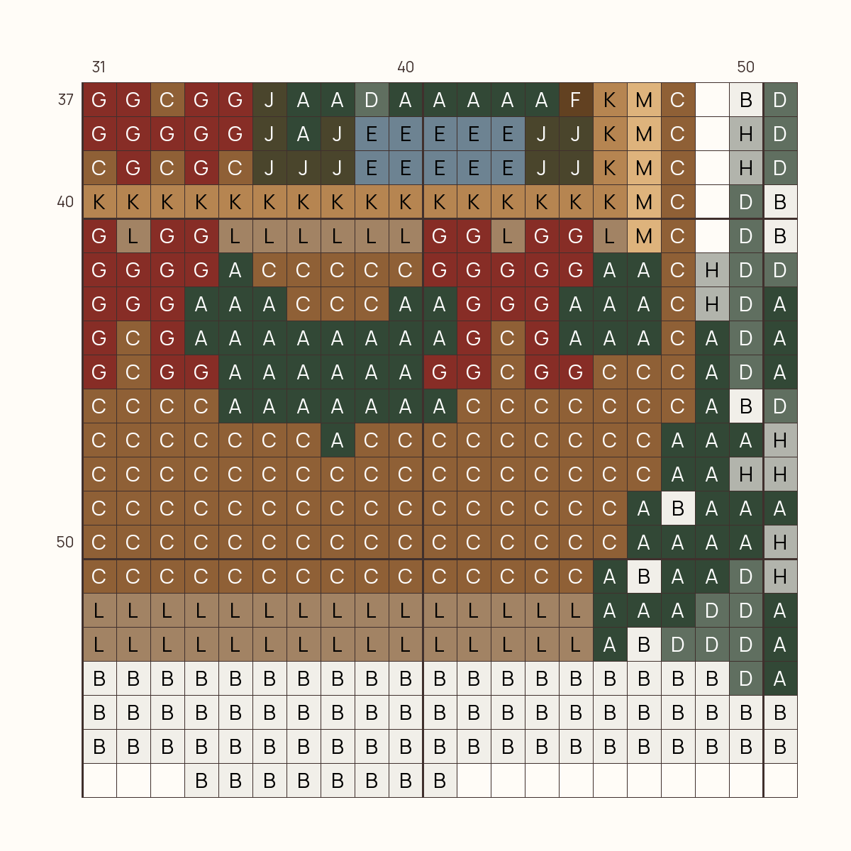 Christmas Tree Stand stitch chart, one square per stitch
