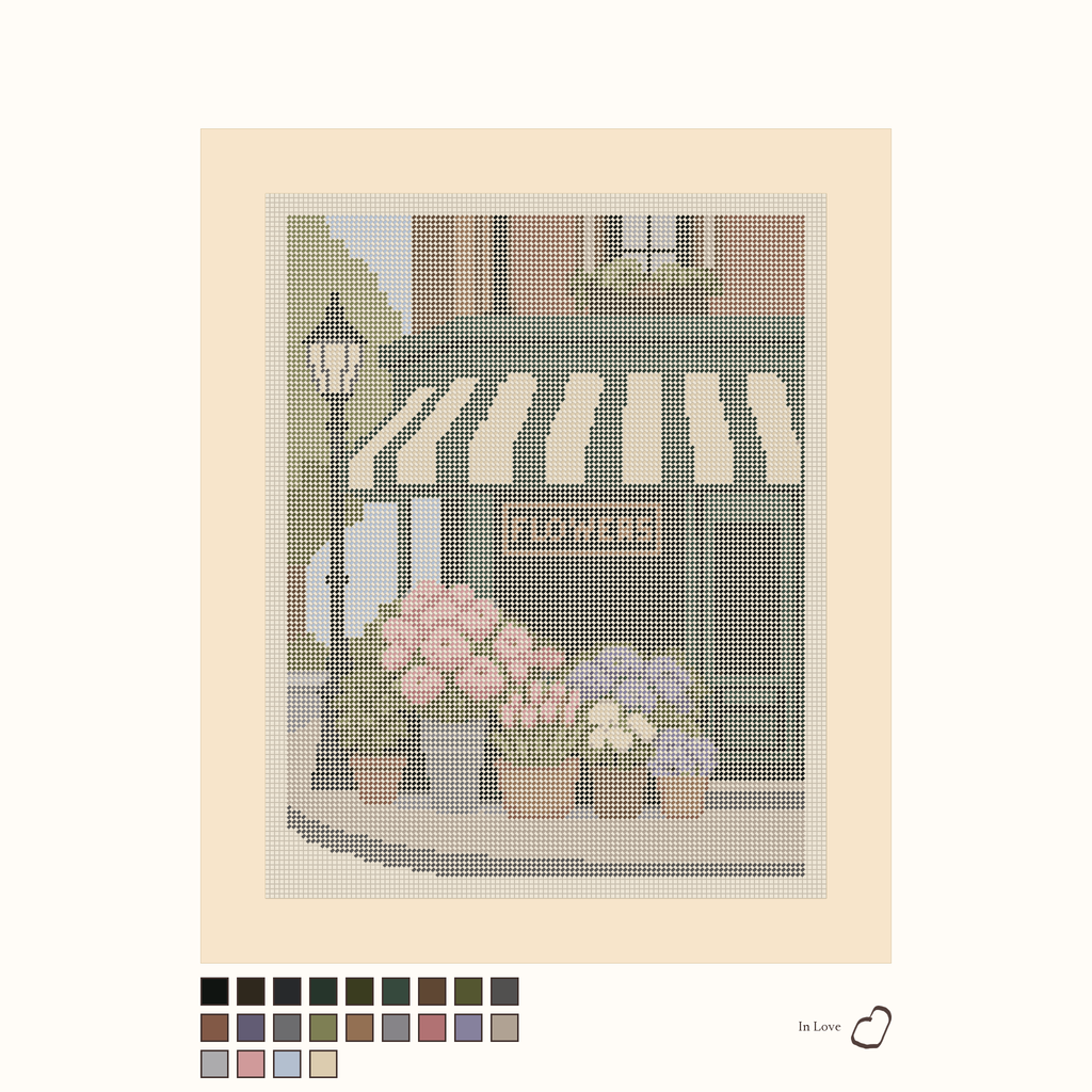 Corner Flower Shop shown stitched
