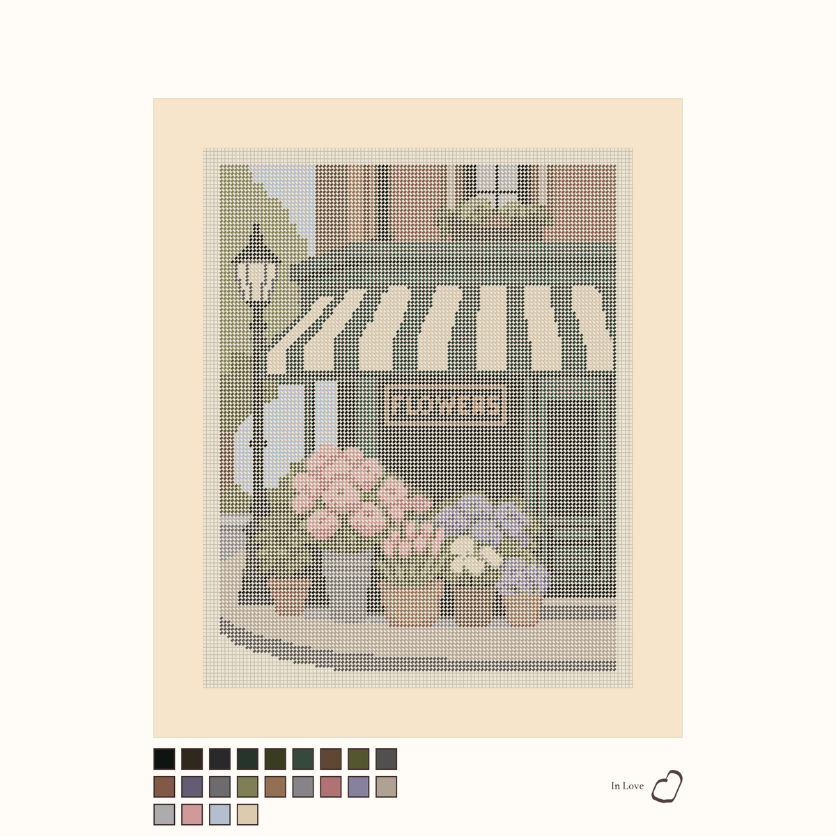 Corner Flower Shop shown stitched