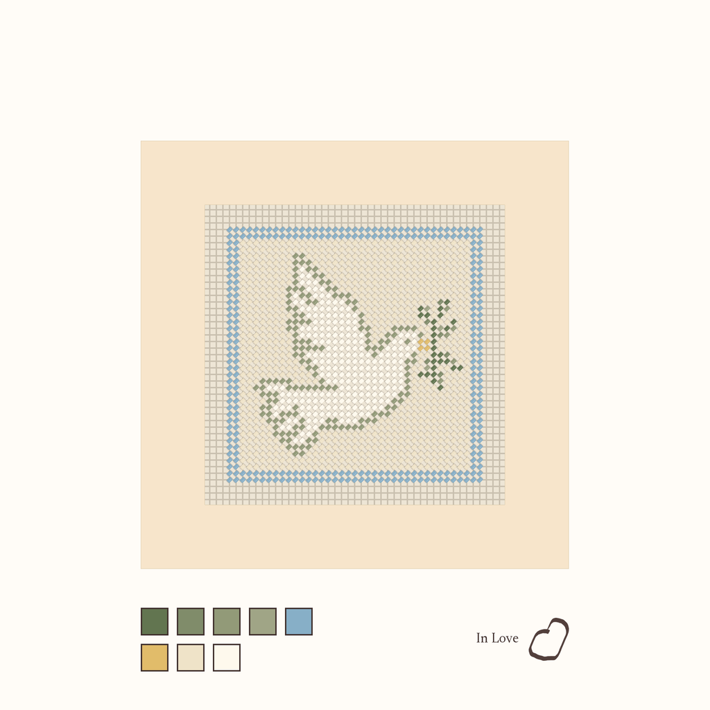 Dove shown stitched