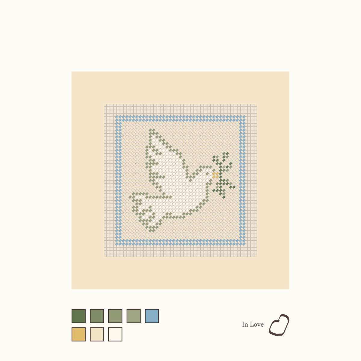 Dove shown stitched