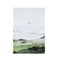 Hardcover notebook painted with green hills, grazing sheep and low clouds, titled "notes"