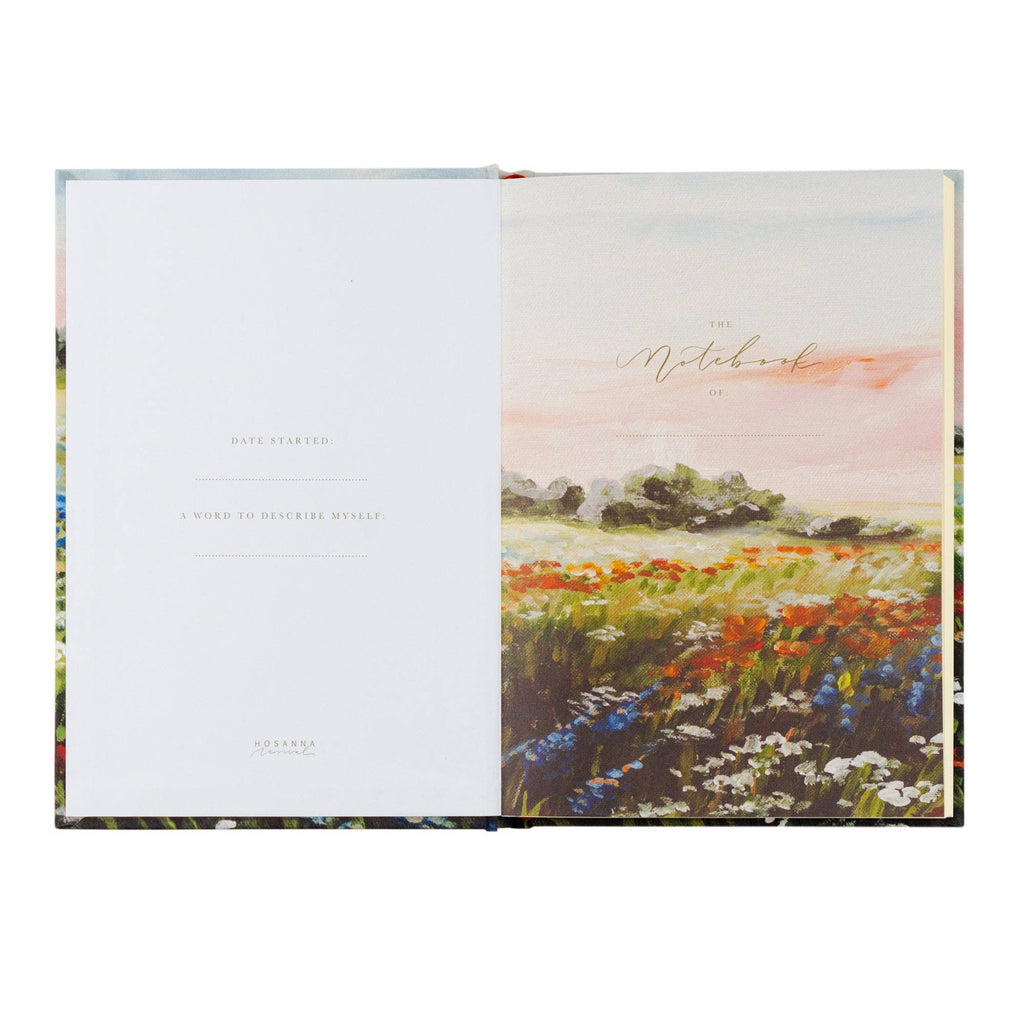 Opening pages printed with the meadow, with spaces for the owner's name and date started