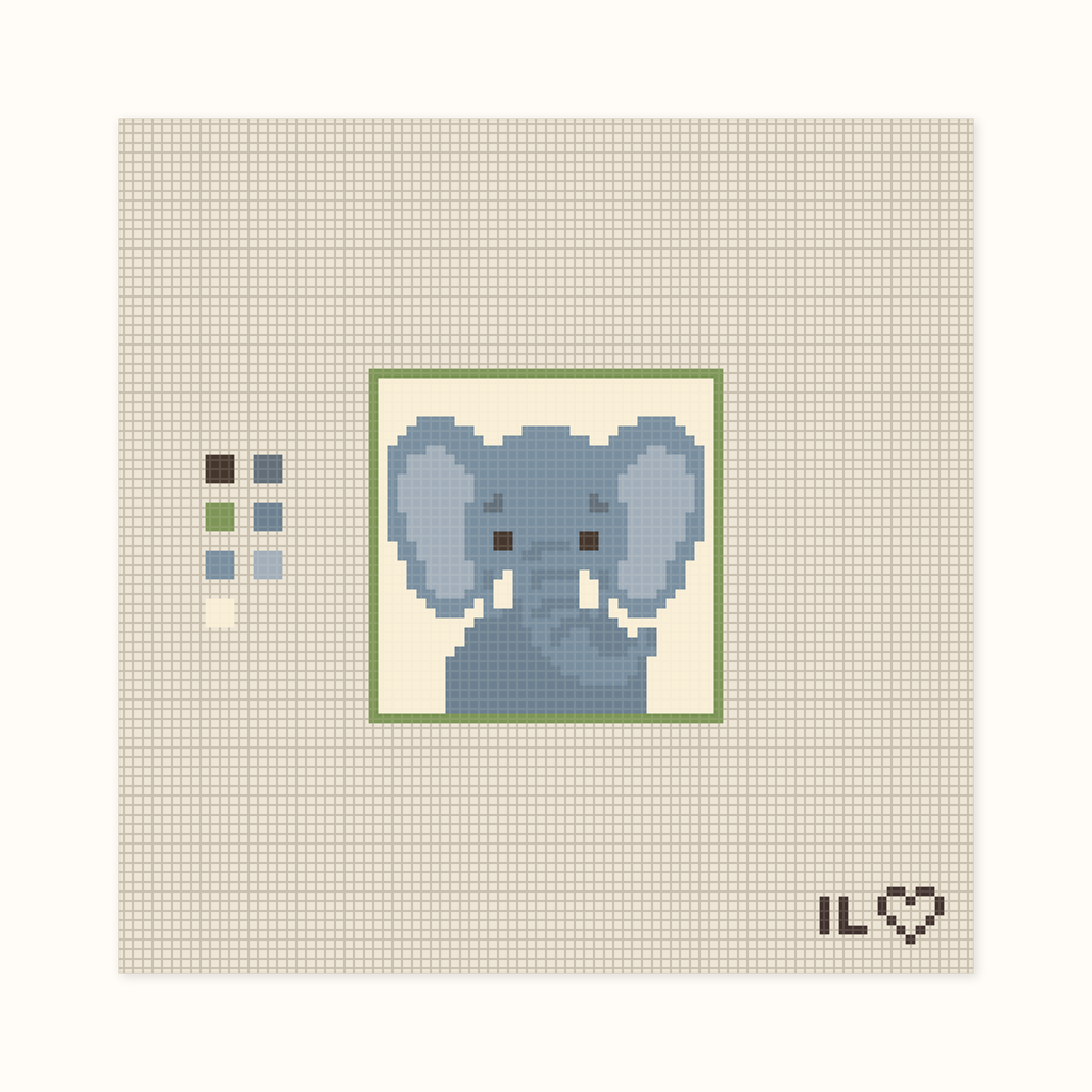 Elephant hand-painted needlepoint canvas: a pleasant elephant