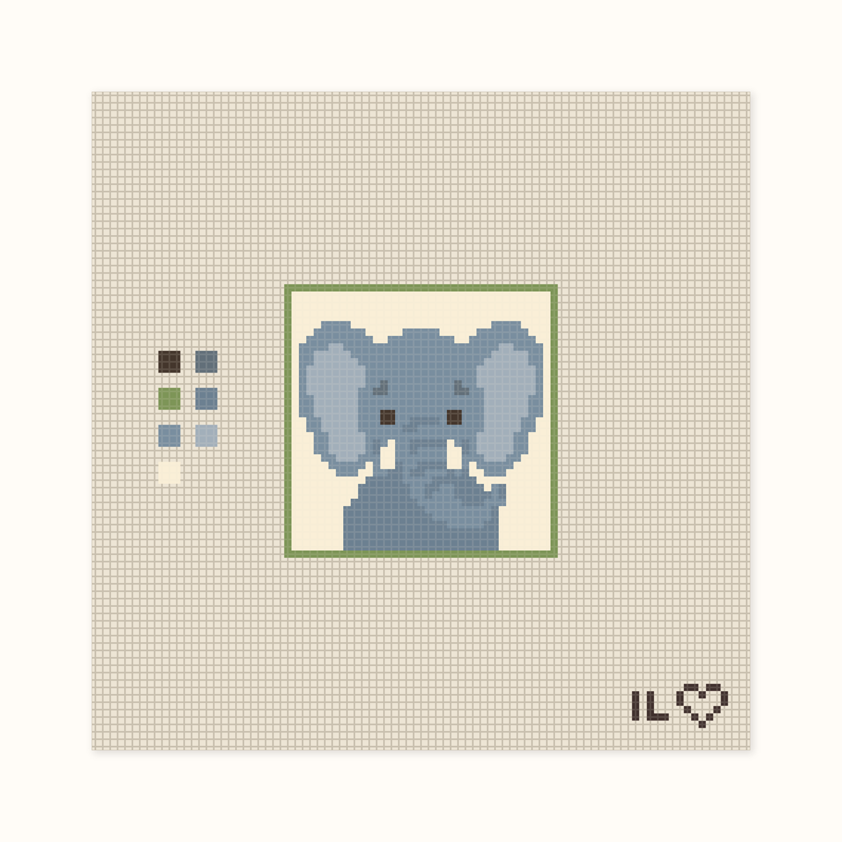 Elephant hand-painted needlepoint canvas: a pleasant elephant