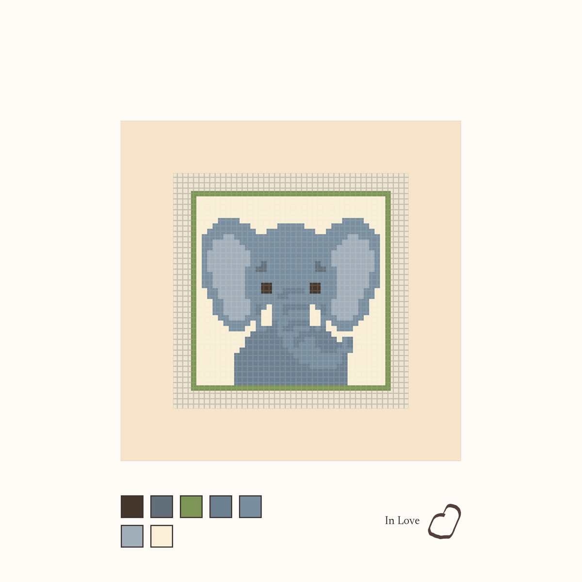 Elephant design as painted: a pleasant elephant