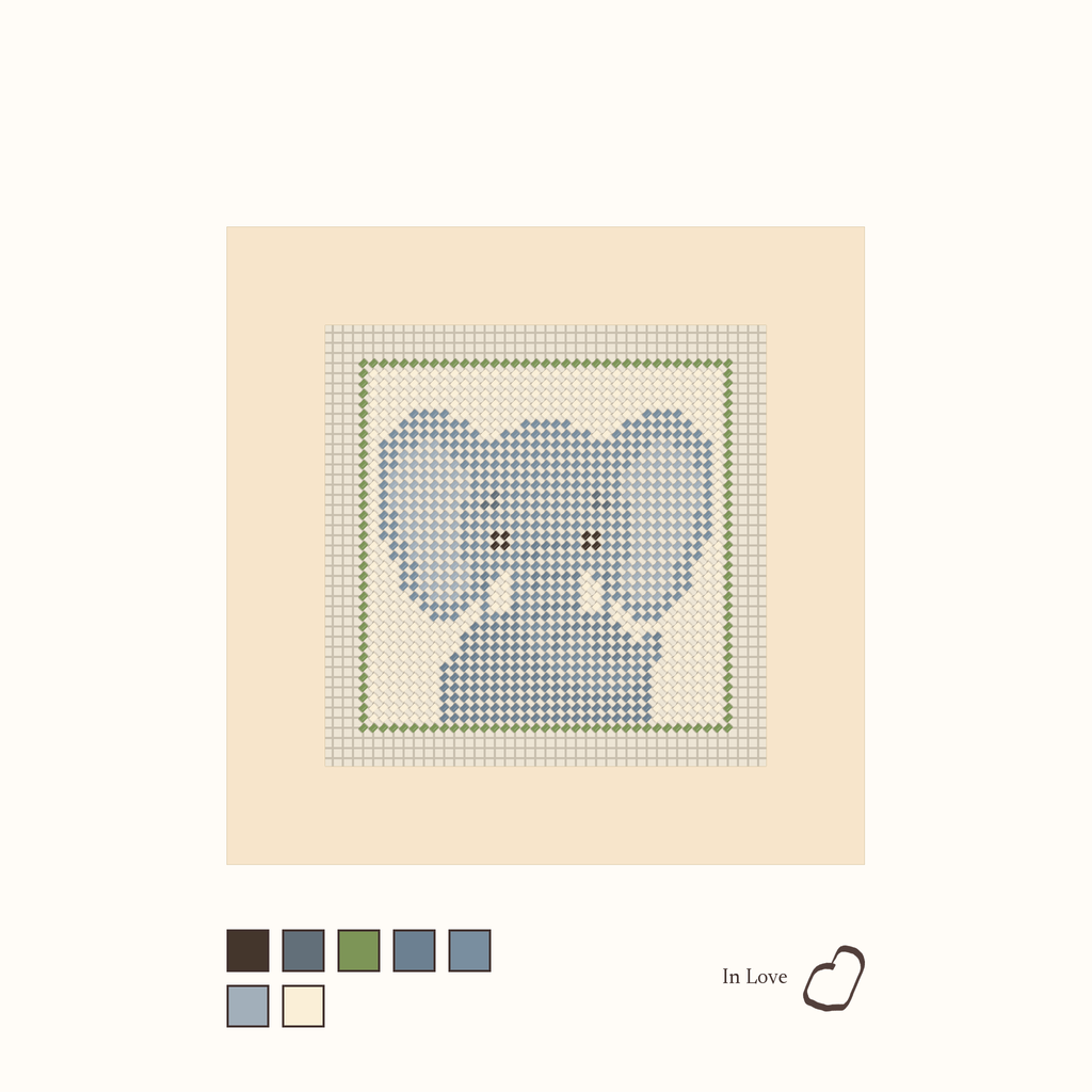 Elephant shown stitched