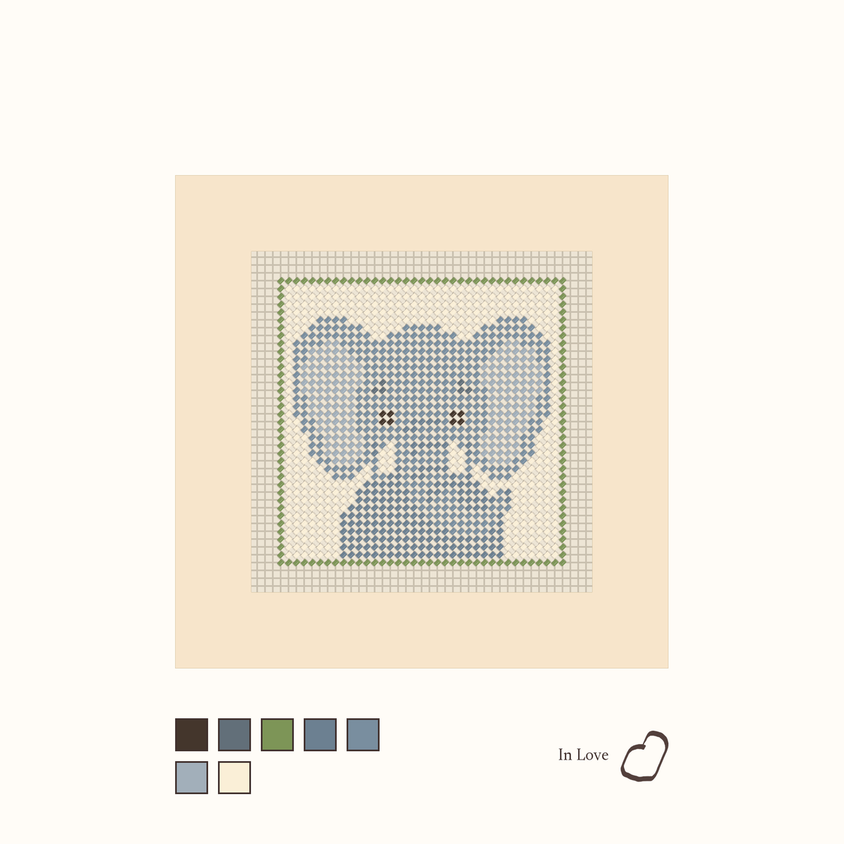 Elephant shown stitched