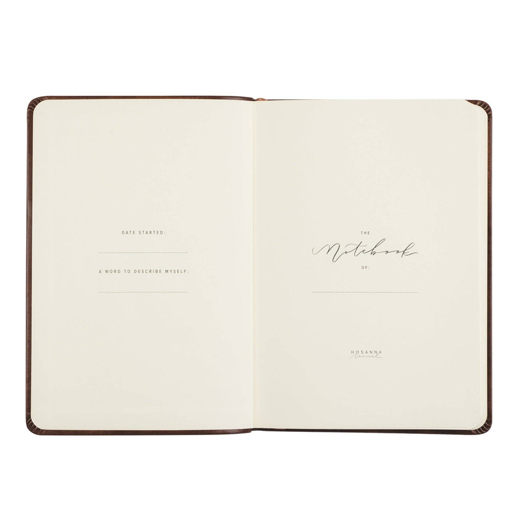 Opening pages with spaces for the owner's name, date started and a word to describe yourself