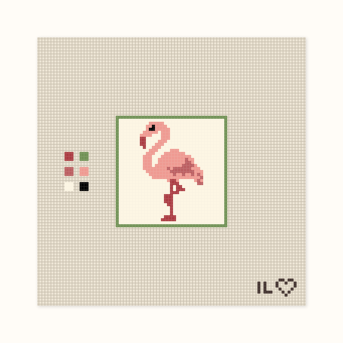 Flamingo hand-painted needlepoint canvas: a pleasant flamingo