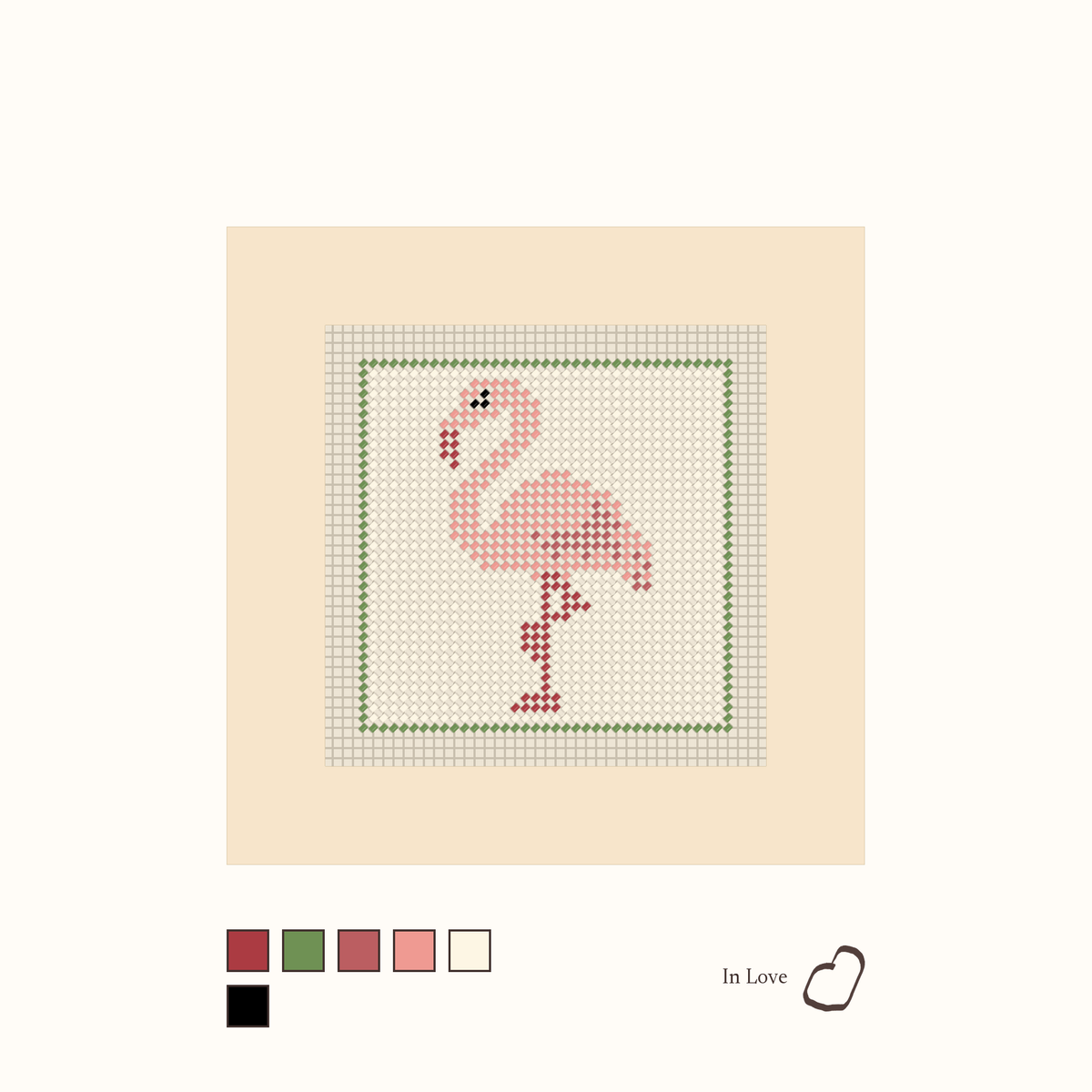 Flamingo shown stitched