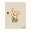 Friendly Bunny hand-painted needlepoint canvas: a friendly bunny smiling and waving