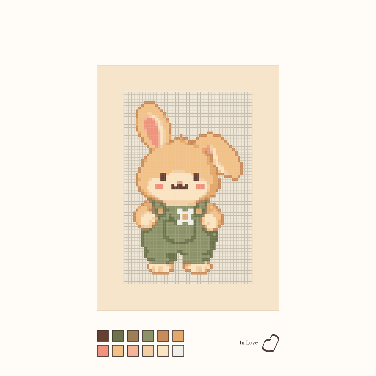 Friendly Bunny design as painted: a friendly bunny smiling and waving