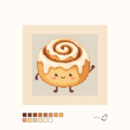 Friendly Cinnamon Roll design as painted: a friendly cinnamon roll smiling and waving