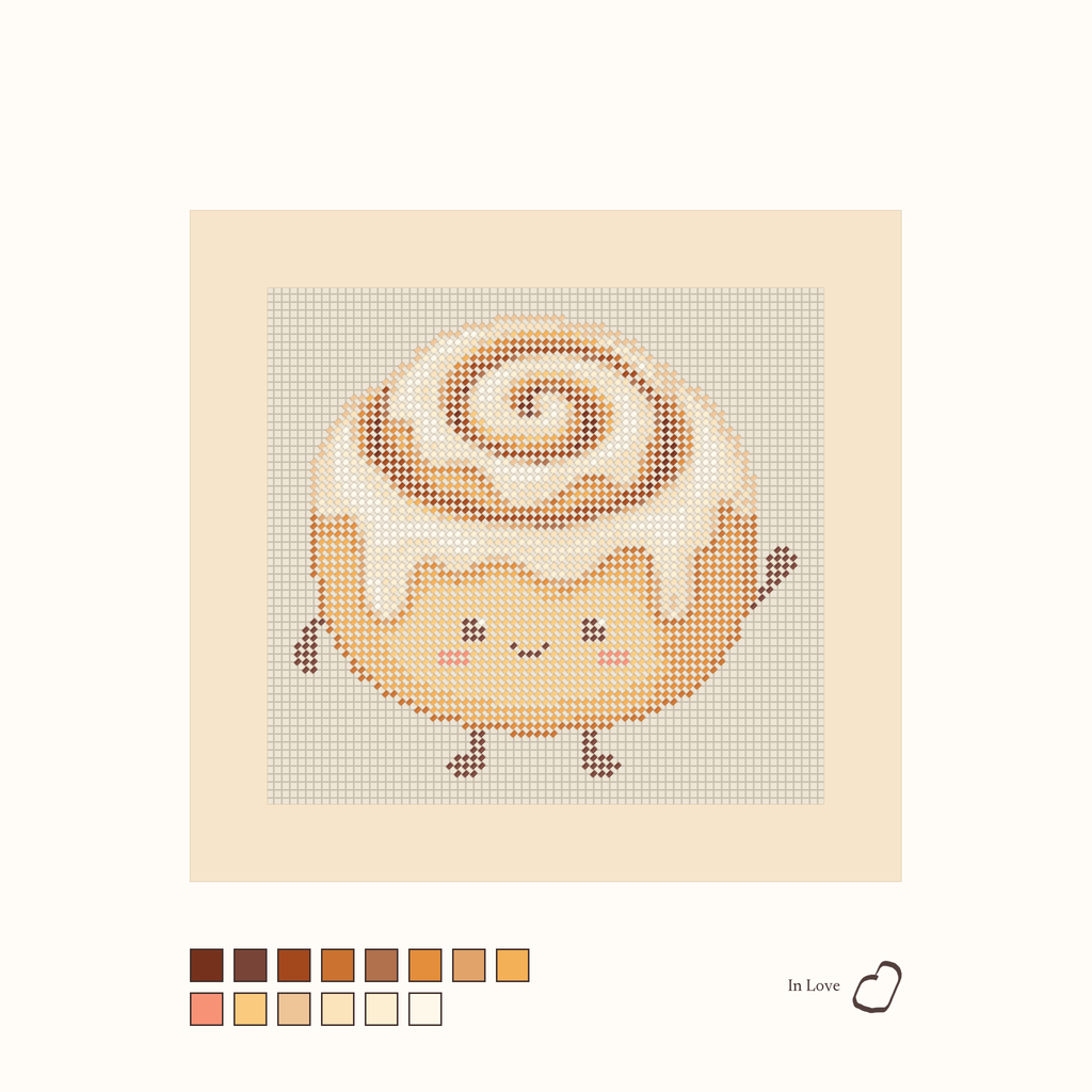 Friendly Cinnamon Roll shown stitched