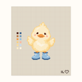 Friendly Duck hand-painted needlepoint canvas: a friendly duck smiling and waving