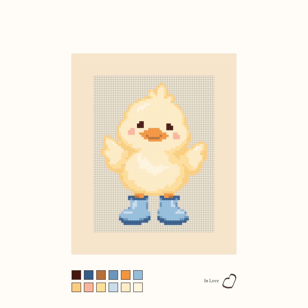 Friendly Duck design as painted: a friendly duck smiling and waving